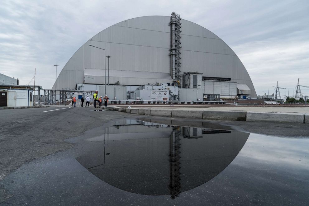 PHOTO: The 'New Safe Confinement' at the Chernobyl Nuclear Power Plant is shown on July 2, 2019, in Pripyat, Ukraine.