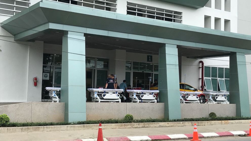 Stretchers are lined up at Chiangrai Prachanukroh Hospital in anticipation of the boys' removal. It is unclear how soon that will happen, however.
