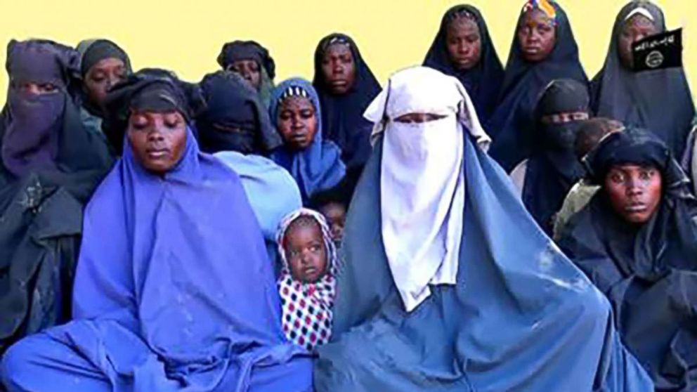 PHOTO: In this video grab made, Jan. 15, 2018, from a video released the same day by Islamist militant group Boko Haram shows at least 14 of the schoolgirls abducted from the northeast Nigerian town of Chibok in April 2014.


