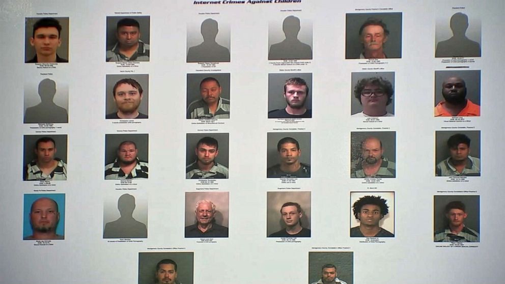 PHOTO: Police exhibited booking photos of some of the suspects arrested during "Operation Broken Heart," an internet sting that has netted more than four dozen arrests related to the online exploitation of children over three counties in Texas.
