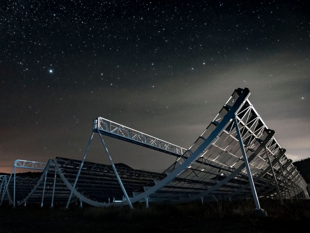 PHOTO: The Canadian Hydrogen Intensity Mapping Experiment radio telescope, known as CHIME, is pictured in an undated handout photo.