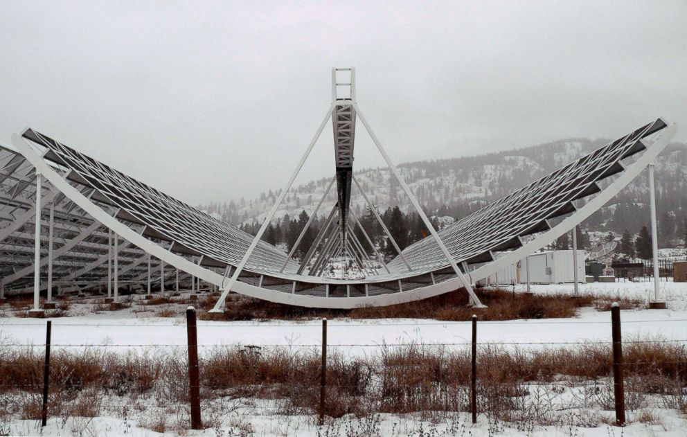 PHOTO: The Canadian Hydrogen Intensity Mapping Experiment radio telescope, known as CHIME, is pictured in an undated handout photo.