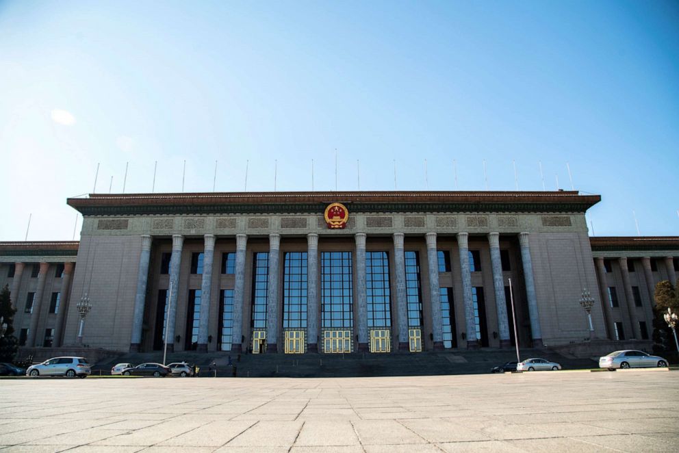 PHOTO: In this Oct. 2, 2010, file photo, The Great Hall of the People, located at the west side of Tiananmen Square, is shown in Beijing.