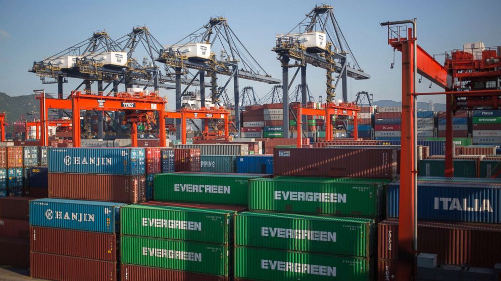 Shipping containers are stacked in the Kwai Tsing Terminals in Hong Kong, China, Aug. 28, 2013.