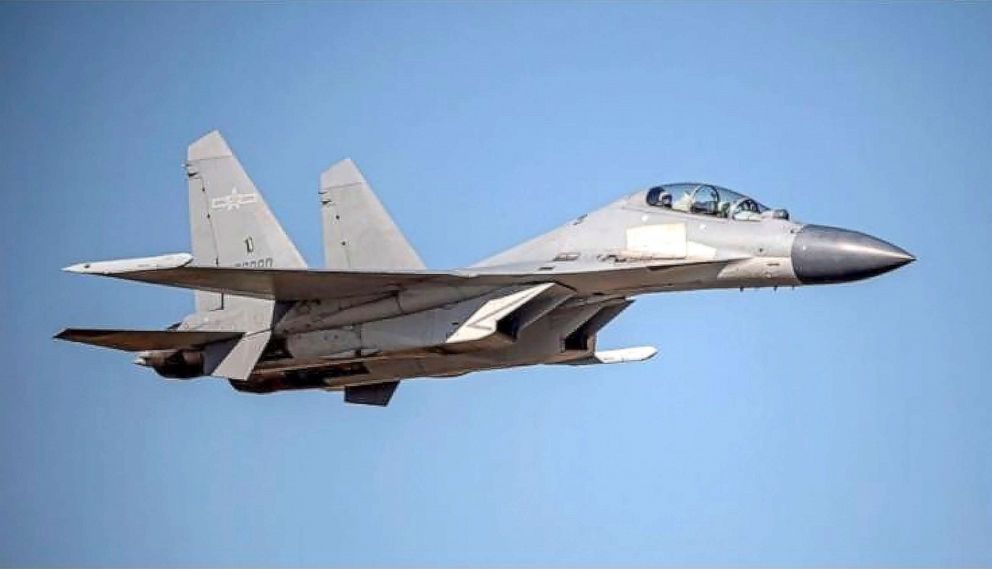 PHOTO: A Chinese PLA J-16 fighter jet flies in an undisclosed location.