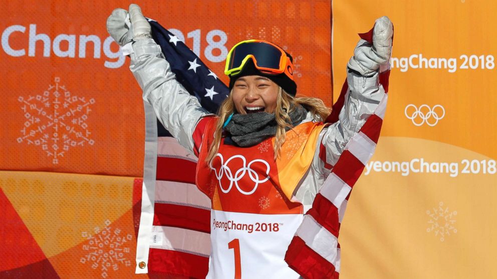 PHOTO: Chloe Kim wins the gold for the women's halfpipe finals snowboarding competition in Phoenix Snow Park during the Pyeongchang 2018 Winter Olympics, Feb. 13, 2018, in Pyeongchang, South Korea. 