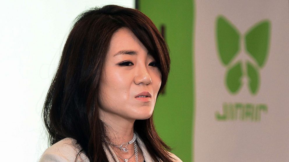Korean Air senior Vice President Cho Hyun-min, also known as Emily Cho, speaks during a press conference in Seoul, June 27, 2014.