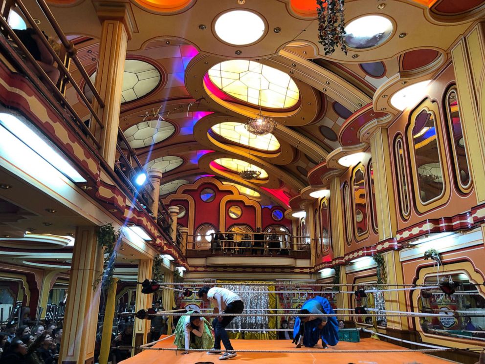 PHOTO: Each week, Cholita wrestlers battle it out in wrestling shows for tourists and locals in El Alto, Bolivia.