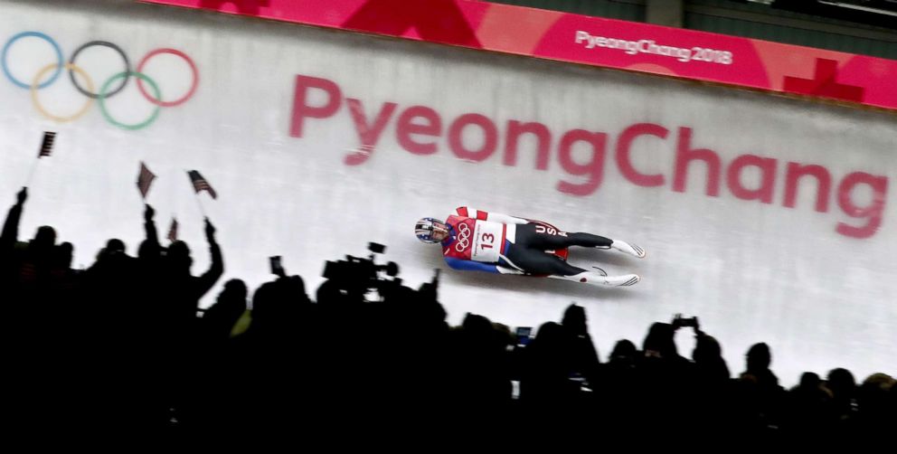 PHOTO: Chris Mazdzer of the U.S. in action during the men's luge singles run 3 competition at the Olympic Sliding Centre during the Pyeongchang 2018 Olympic Games, South Korea, Feb. 11, 2018.

