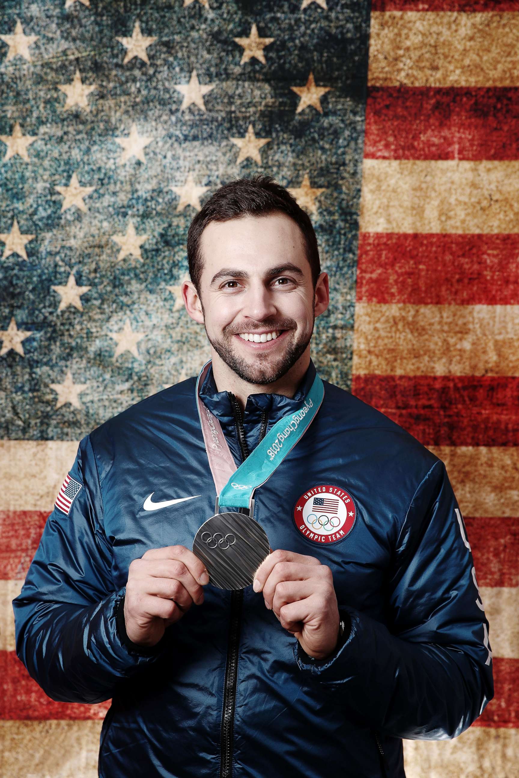 PHOTO: Silver medalist in the luge men's singles Chris Mazdzer of the U.S. poses for a portrait on the Today Show Set, Feb. 12, 2018, in Gangneung, South Korea.