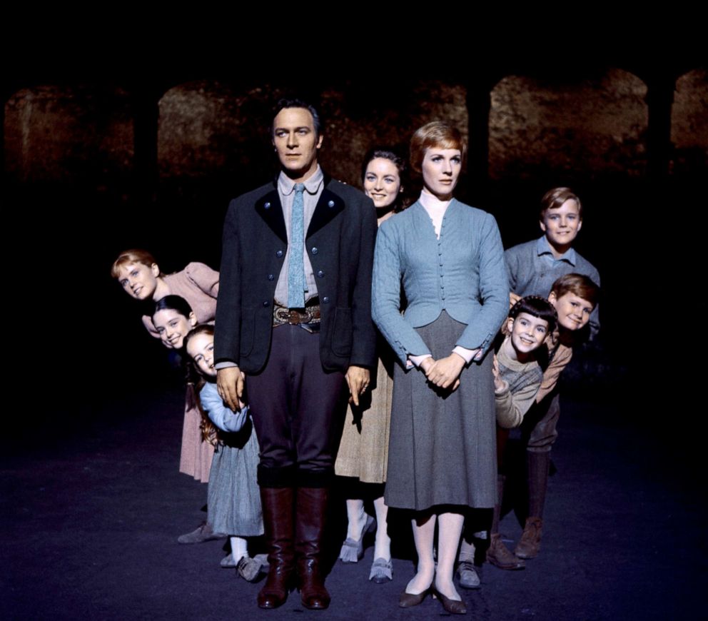 PHOTO: Julie Andrews and Christopher Plummer are flanked on all sides by their children, all members of the singing Von Trapp family, in this publicity handout from the 1965 adaption of the Rogers and Hammerstein musical, The Sound of Music.