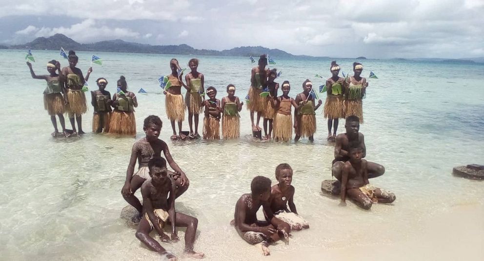 PHOTO: Students attend a climate change protest in Marovo Island, Solomon Islands, September 20, 2019, in this picture obtained from social media.