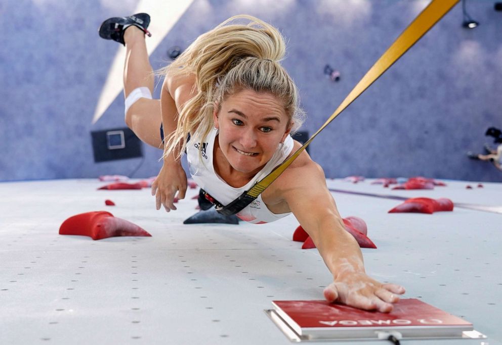 PHOTO: Shauna Coxsey of Britain is seen in action during speed qualification on Aug. 4, 2021, in Tokyo, Japan.