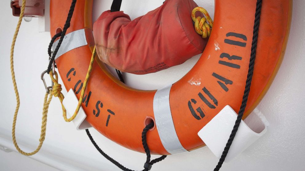 PHOTO: An orange life preserver is mounted to the wall of a United States Coast Guard boat in a stock image, May 24, 2015.