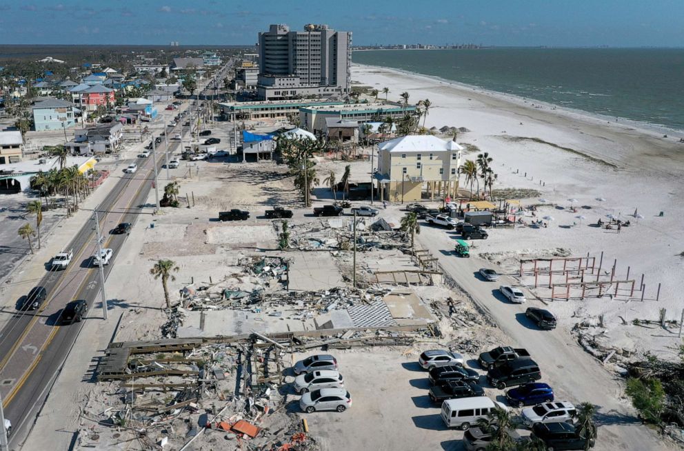 PHOTO: Cleared lots are all that remain of some homes and businesses that were destroyed by Hurricane Ian on January 25, 2023 in Fort Myers Beach, Florida.