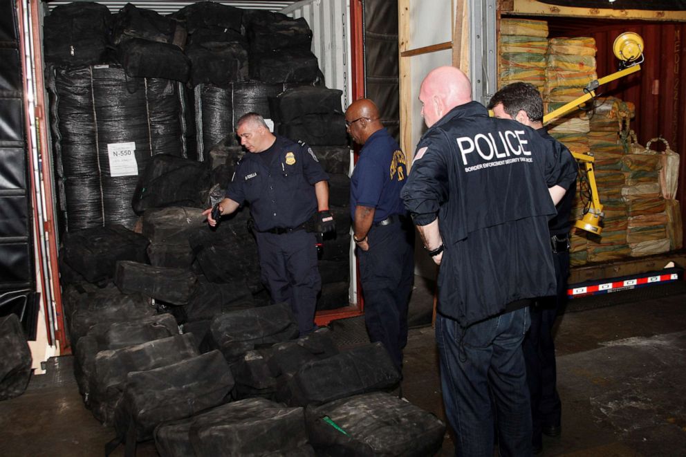 PHOTO: Some of the 35,000 pounds of cocaine that U.S. Customs and Border Protection and Homeland Security Investigations seized on the MSC Gayane in seven shipping containers is seen in  Philadelphia, June 17, 2019.