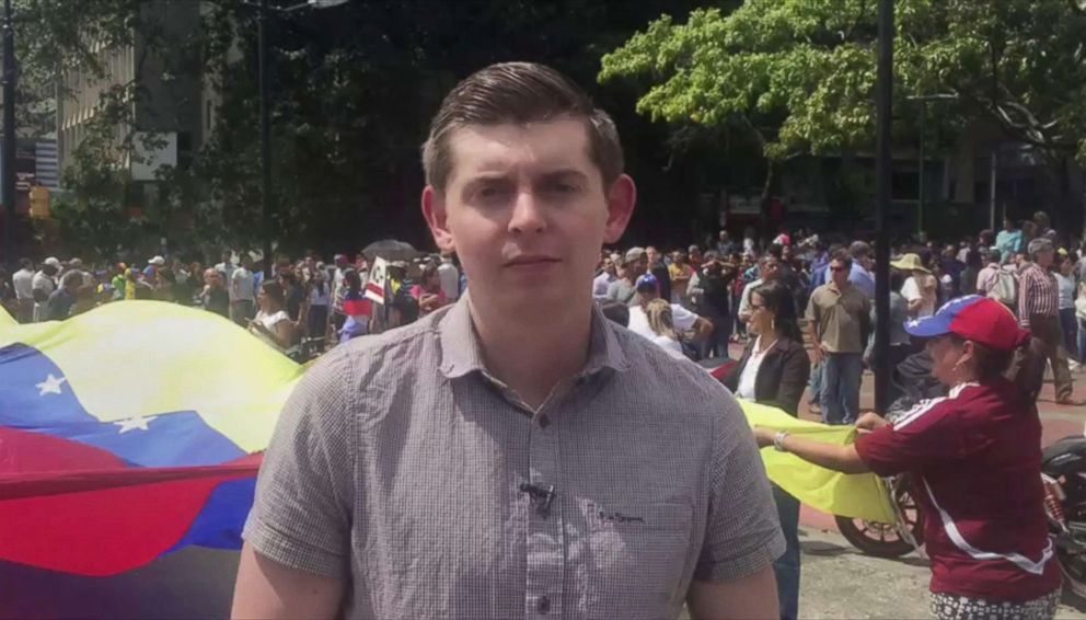 PHOTO: Reporter Cody Weddle reports for ABC News from Venezuela, Jan. 30, 2019.