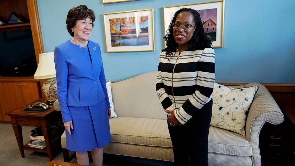 PHOTO: Sen. Susan Collins meets with Supreme Court nominee Ketanji Brown Jackson on Capitol Hill in Washington, March 8, 2022.