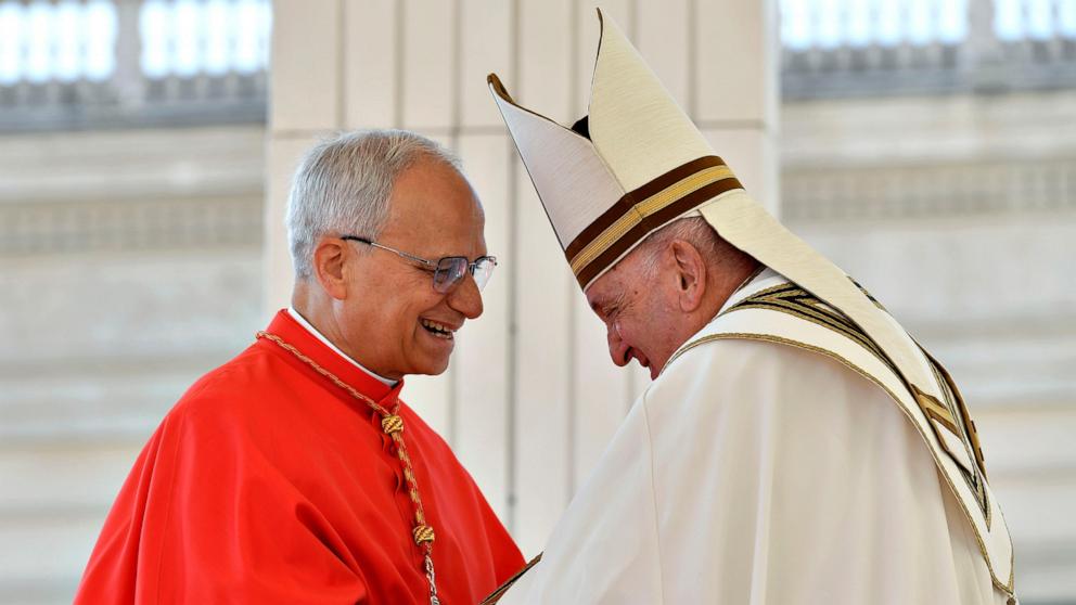 PHOTO: Pope Francis appoints as new cardinal U.S-born prelate prefect of the Dicastery for Bishops, Robert Francis Prevost during the Ordinary Public Consistory for the Creation of new Cardinal at St. Peter's Square on September 30, 2023 in Vatican City.