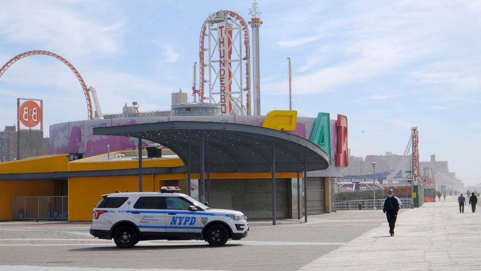 PHOTO: A shooter opened fire on a crowd standing at Brooklyn's famed Coney Island boardwalk early Sunday morning, wounding five people in New York, July 10, 2022.