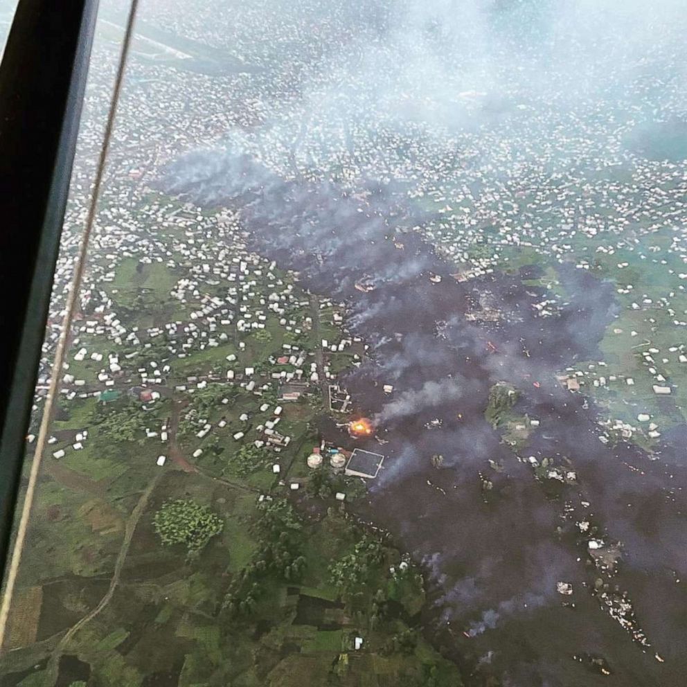 PHOTO: A photo obtained from social media shows an aerial view of the area affected by lava from the Mount Nyiragongo volcanic eruption near Goma, eastern Democratic Republic of Congo, on May 23, 2021.
