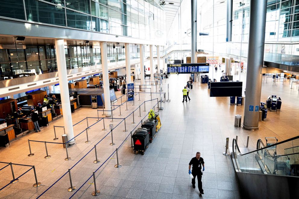 PHOTO: Copenhagen Airport's Terminal 3 hall is seen almost empty following the outbreak of the coronavirus disease (COVID-19) after the country lockdown in Copenhagen, Denmark, March 24, 2020.