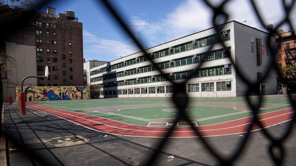 PHOTO: An empty playground is seen at the Anderson School PS 334 during the outbreak of the coronavirus disease (COVID-19) in New York, April 12, 2020. 
