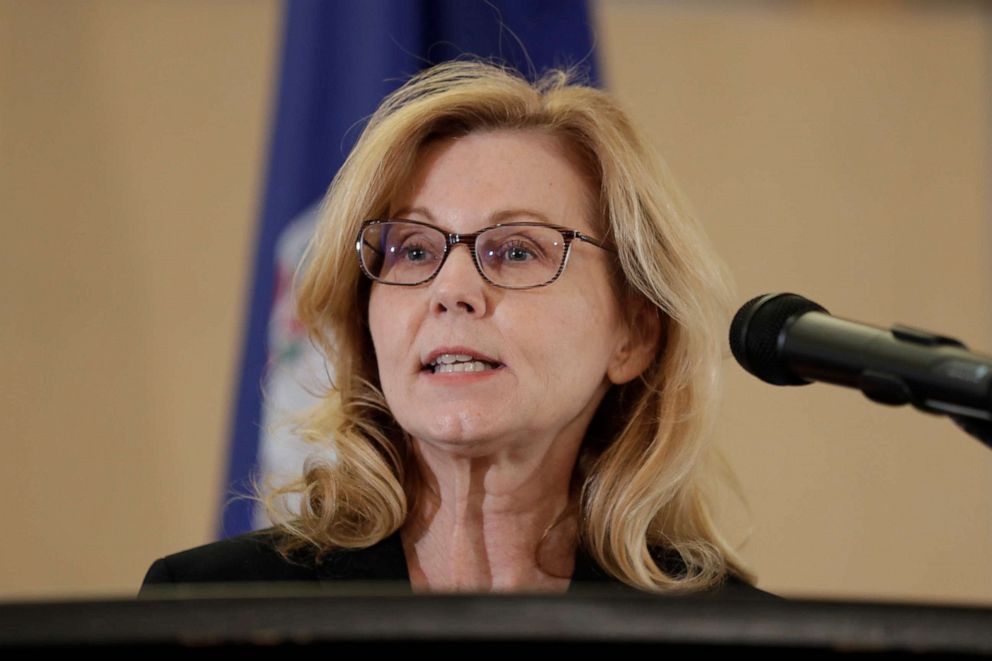 PHOTO: Virginia State Epidemiologist, Dr. Lilian Peake talks at a press conference, March 8, 2020, in Fairfax, Va., about a second presumptive positive cases of coronavirus in Virginia. 