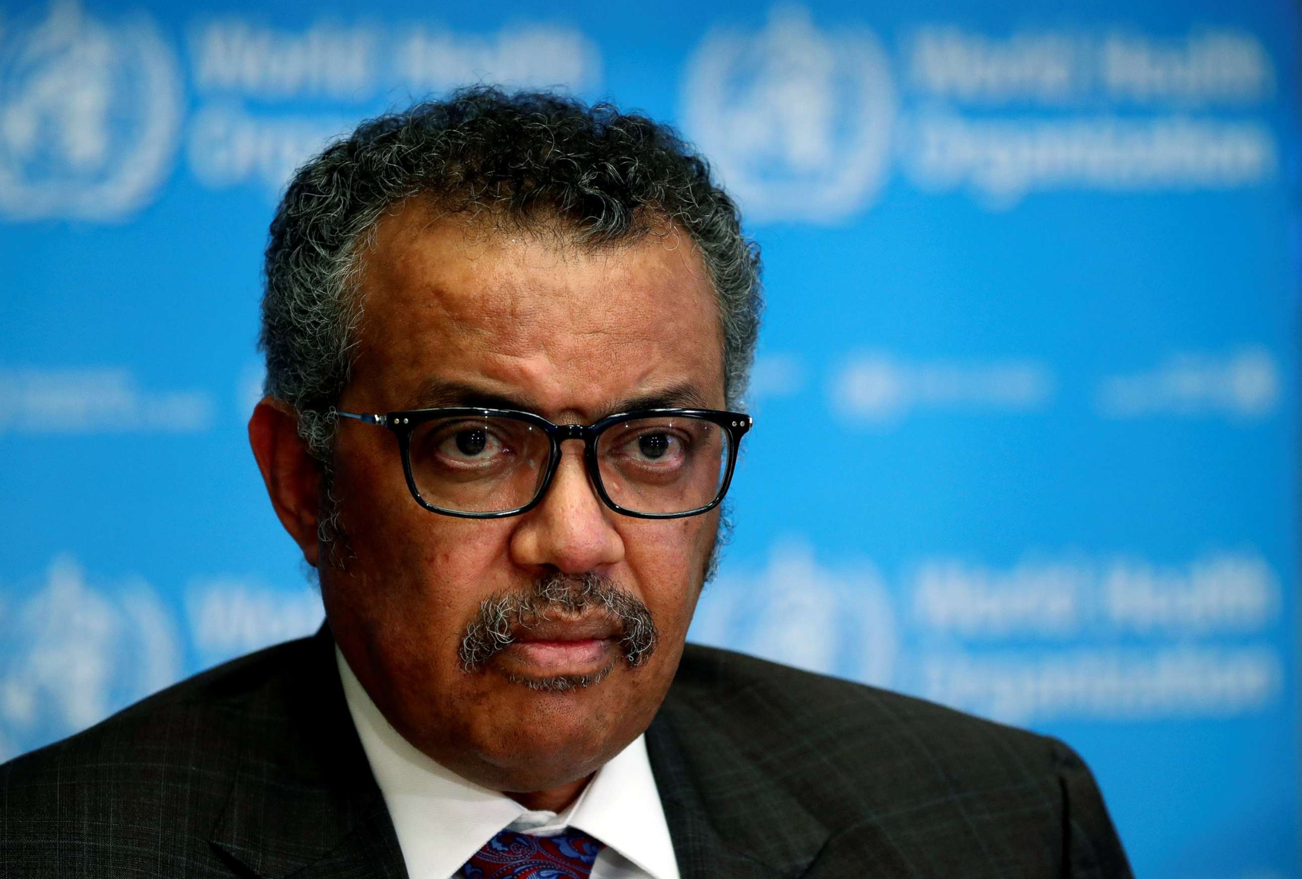 PHOTO: FILE PHOTO: Director General of the World Health Organization (WHO) Tedros Adhanom Ghebreyesus attends a news conference on the situation of the coronavirus (COVID-2019), in Geneva, Switzerland, February 28, 2020. REUTERS/Denis Balibouse/File Photo