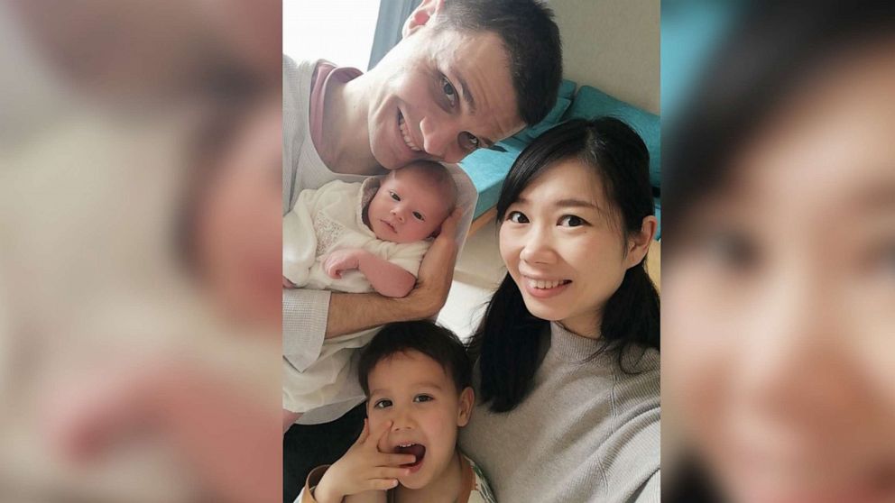 PHOTO: Ben Van Overmeire and Mio Goto were living in Suzhou, China, amid the novel coronavirus outbreak when Goto gave birth to her second child, Yue.