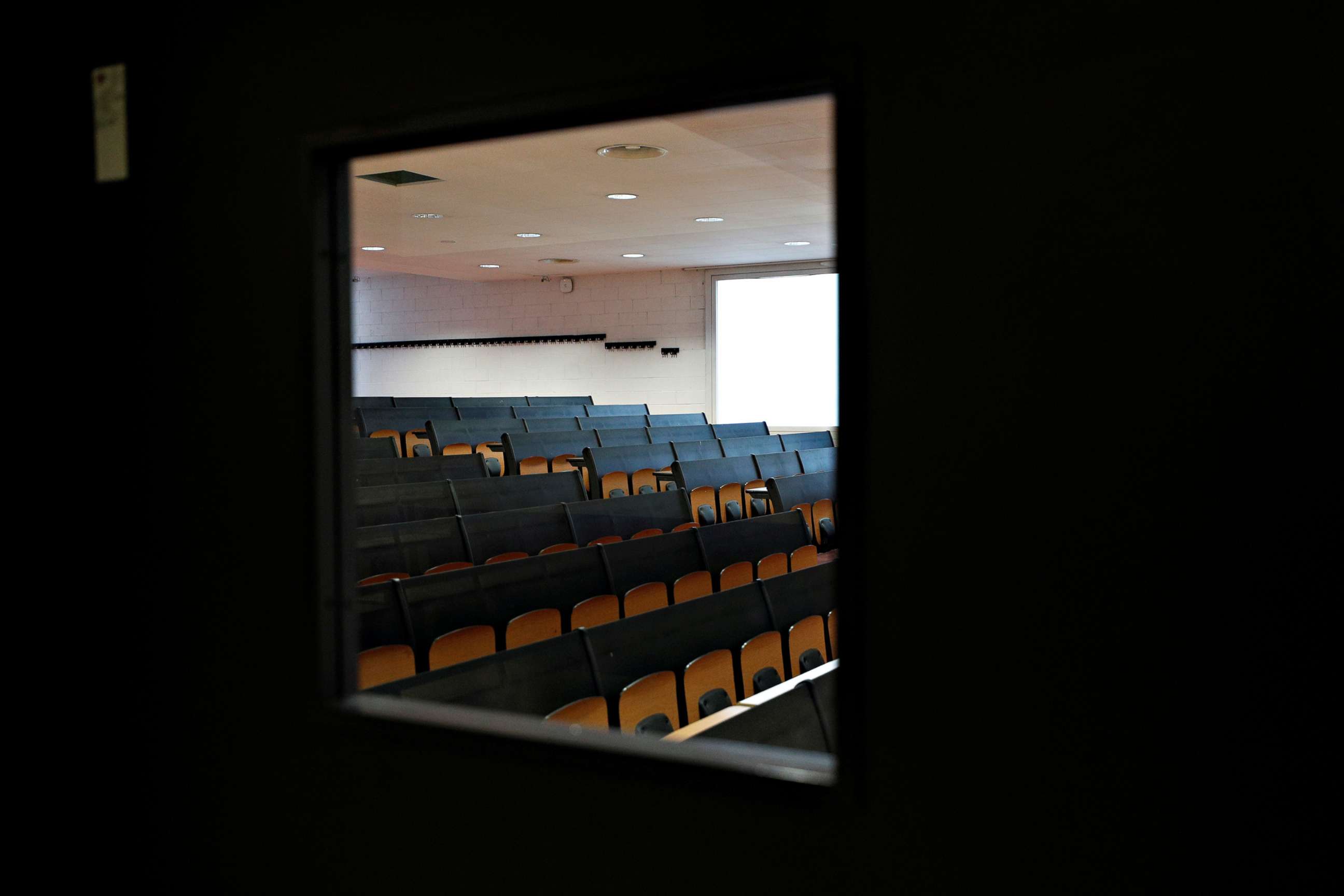 PHOTO: An empty class room inside the Bicocca University in Milan, Italy, March 2, 2020.