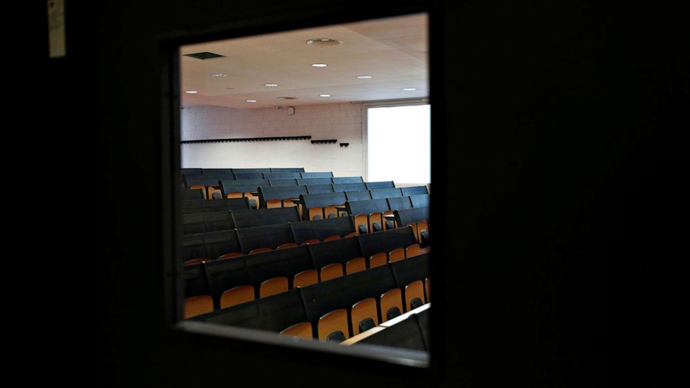 PHOTO: An empty class room inside the Bicocca University in Milan, Italy, March 2, 2020.
