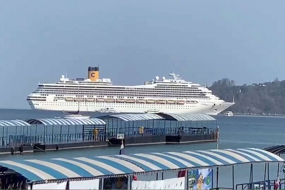 PHOTO: In this image taken from video, the Costa Fortuna cruise ship is seen near Phuket, Thailand, on March 6, 2020.