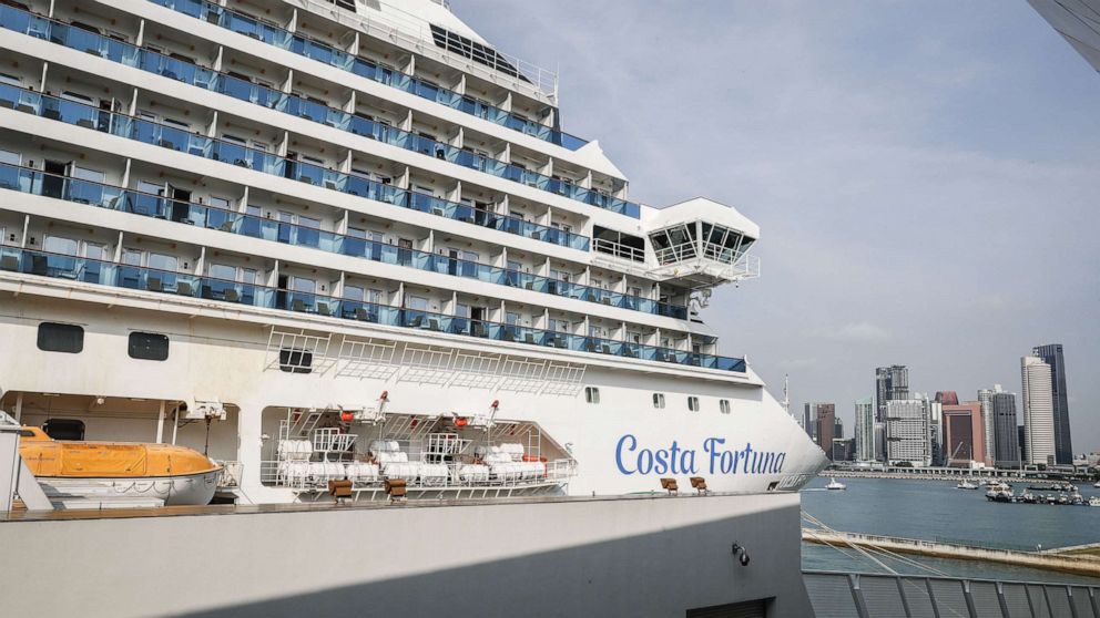 PHOTO: The cruise ship Costa Fortuna is docked at the Marina Bay Cruise Centre in Singapore, March 10, 2020.