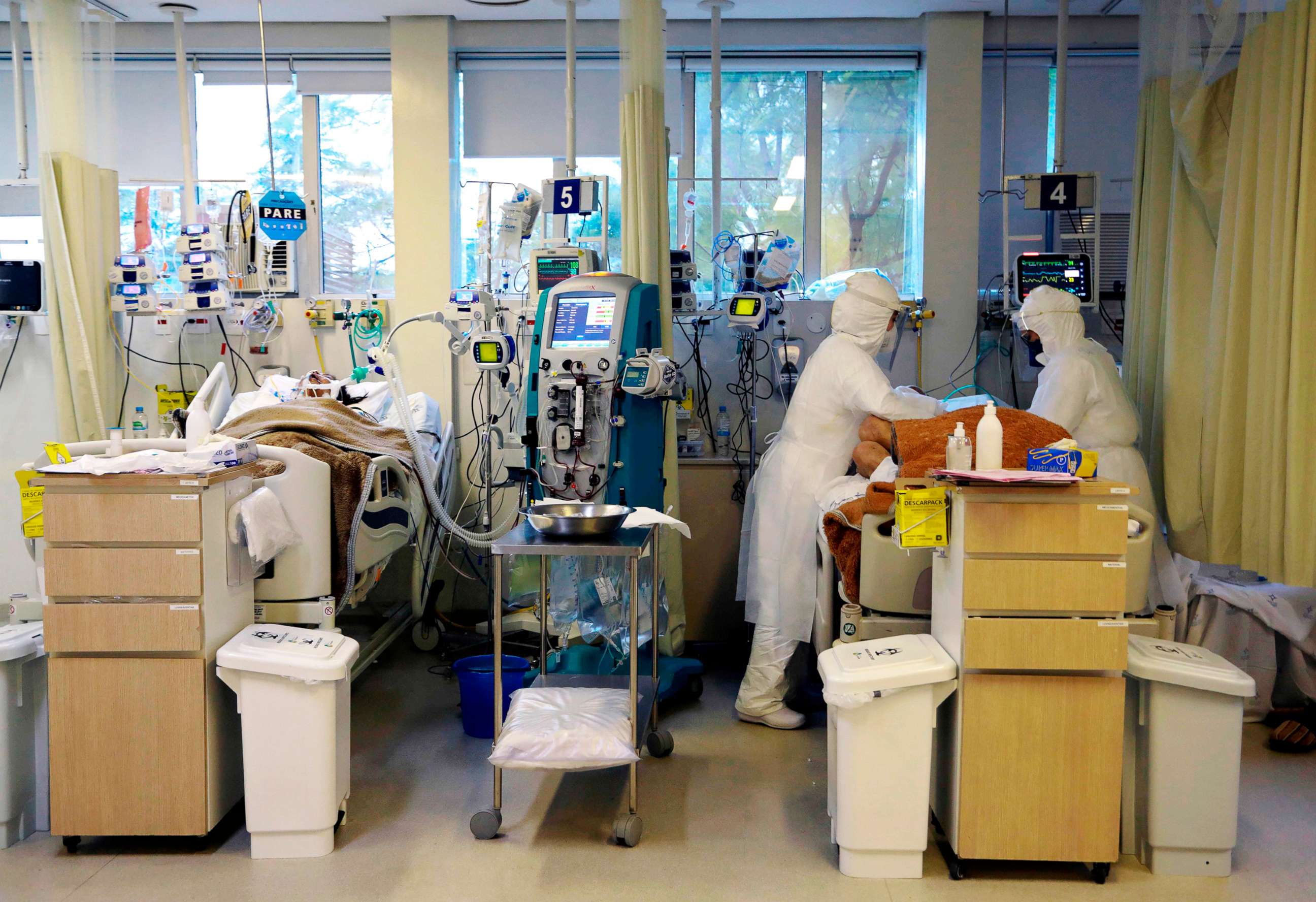 PHOTO: Patients infected with COVID-19 are treated in an Intensive Care Unit in Porto Alegre, Brazil, Aug. 13, 2020.