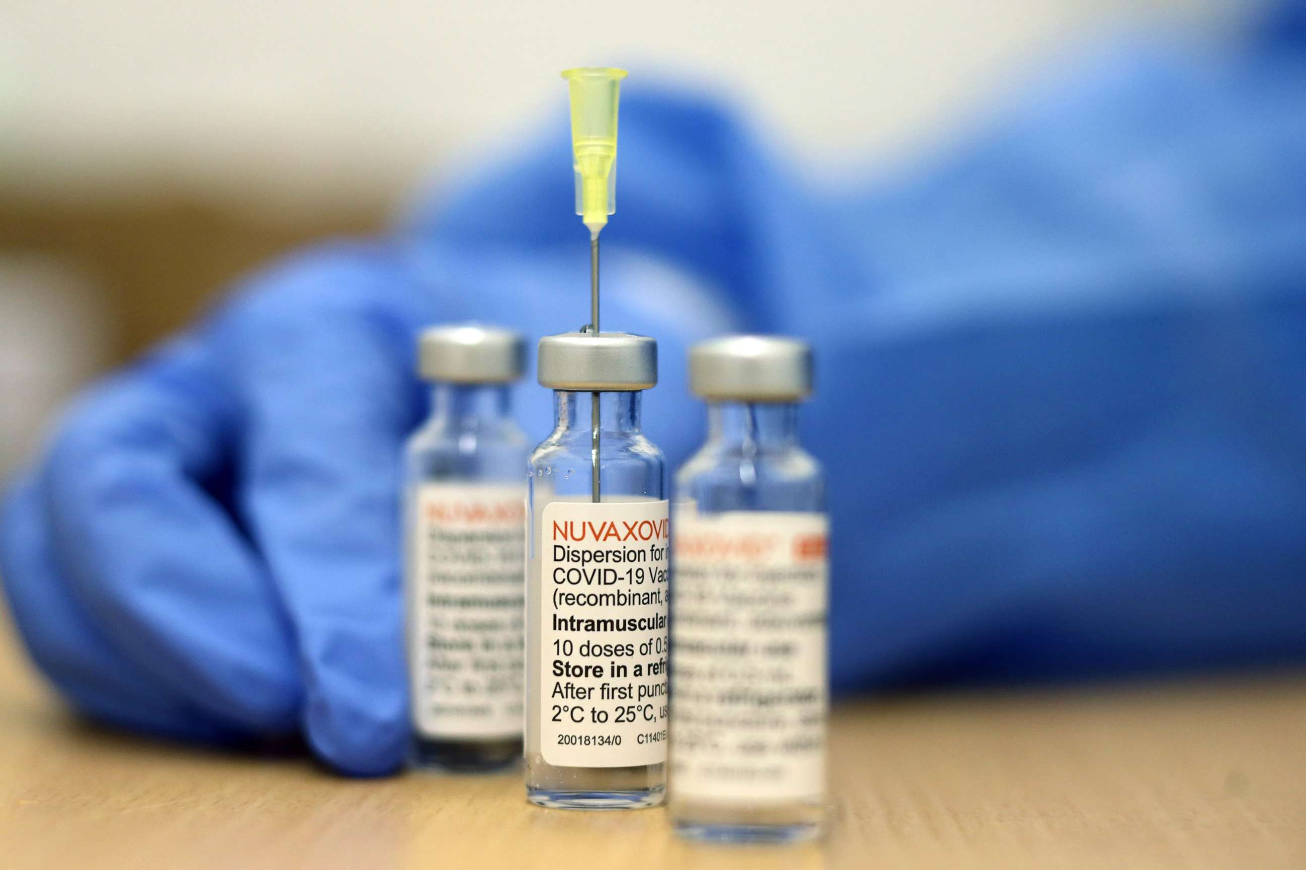 PHOTO: Ampoules of the new Corona vaccine Nuvaxovid from the manufacturer Novavax sit on a table at a vaccination center in Saxony-Anhalt, Quedlinburg, April 1, 2022.