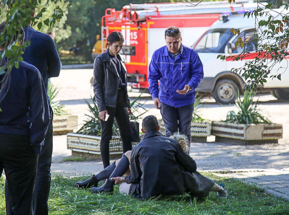 PHOTO: A rescuer carries an injured victim of a blast at at a college in the city of Kerch, Oct. 17, 2018.