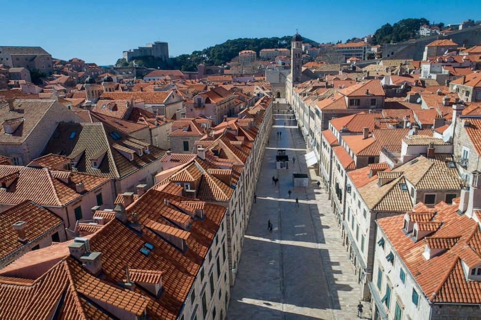PHOTO: Empty streets in the old town of Dubrovnik, Croatia, March 17, 2020, normally an art and clubbing hub and a tourist attraction.