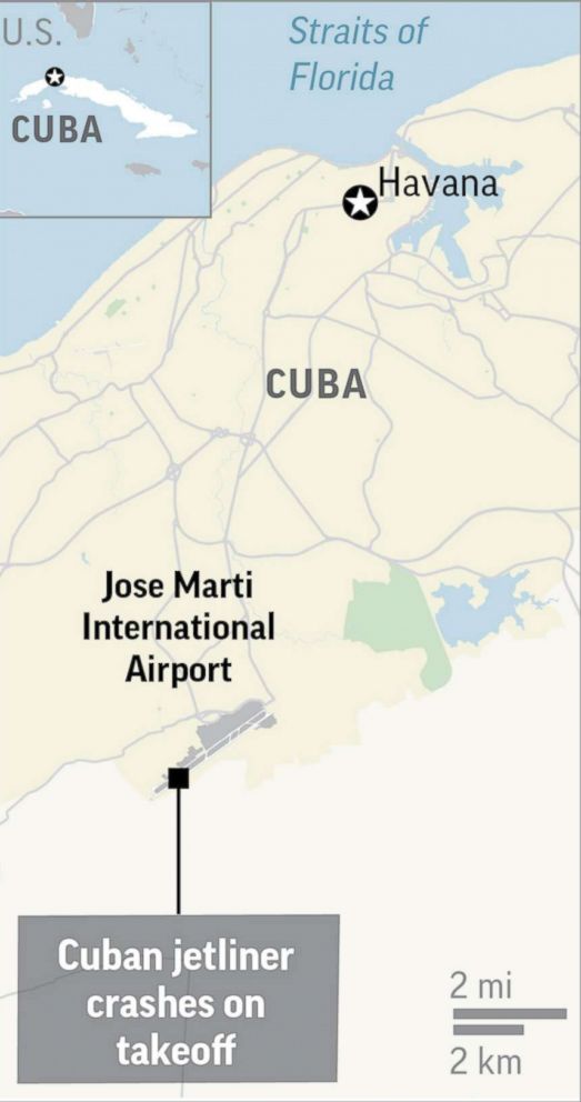 PHOTO: A map shows Jose Marti International Airport outside Havana, where a jetliner crashed on May 18, 2018.