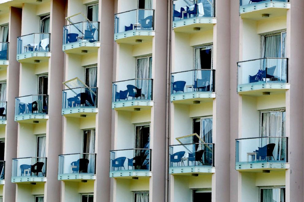 PHOTO: Damaged rooms of a hotel after an explosion at an army's munitions depot near coastal city of Kyrenia in the Turkish occupied area at northern Cyprus, Sept. 12, 2019.