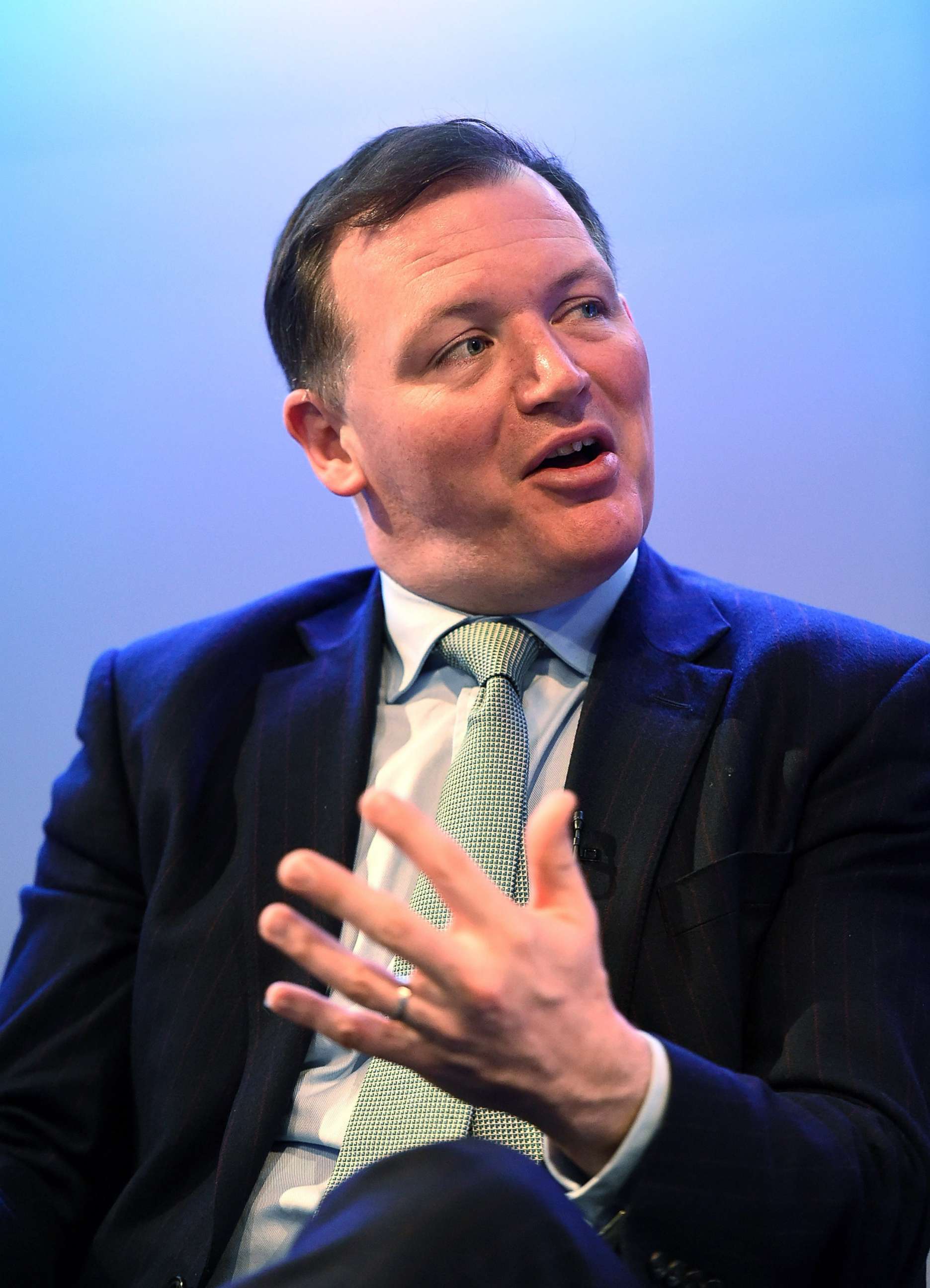 PHOTO: British politician Damian Collins answers questions during an event in London, March 10, 2016.
