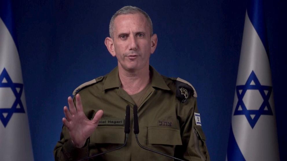 PHOTO: Daniel Haragi, spokesperson for the Israel Defense Forces, announces precision strikes on Iran, Oct. 25, 2024.