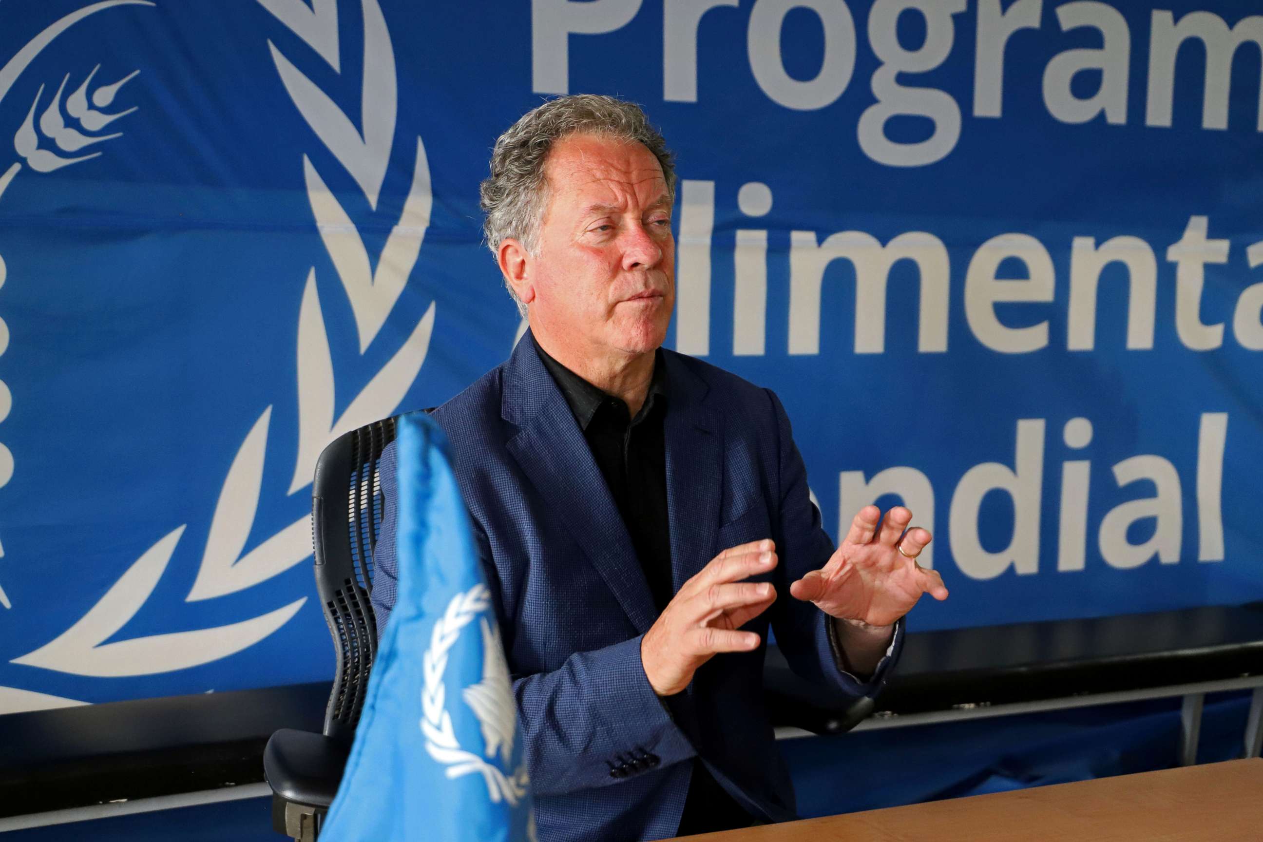 PHOTO: World Food Programme Executive Director David Beasley talks during an interview with Reuters in Niamey, Niger, Oct. 9, 2020.