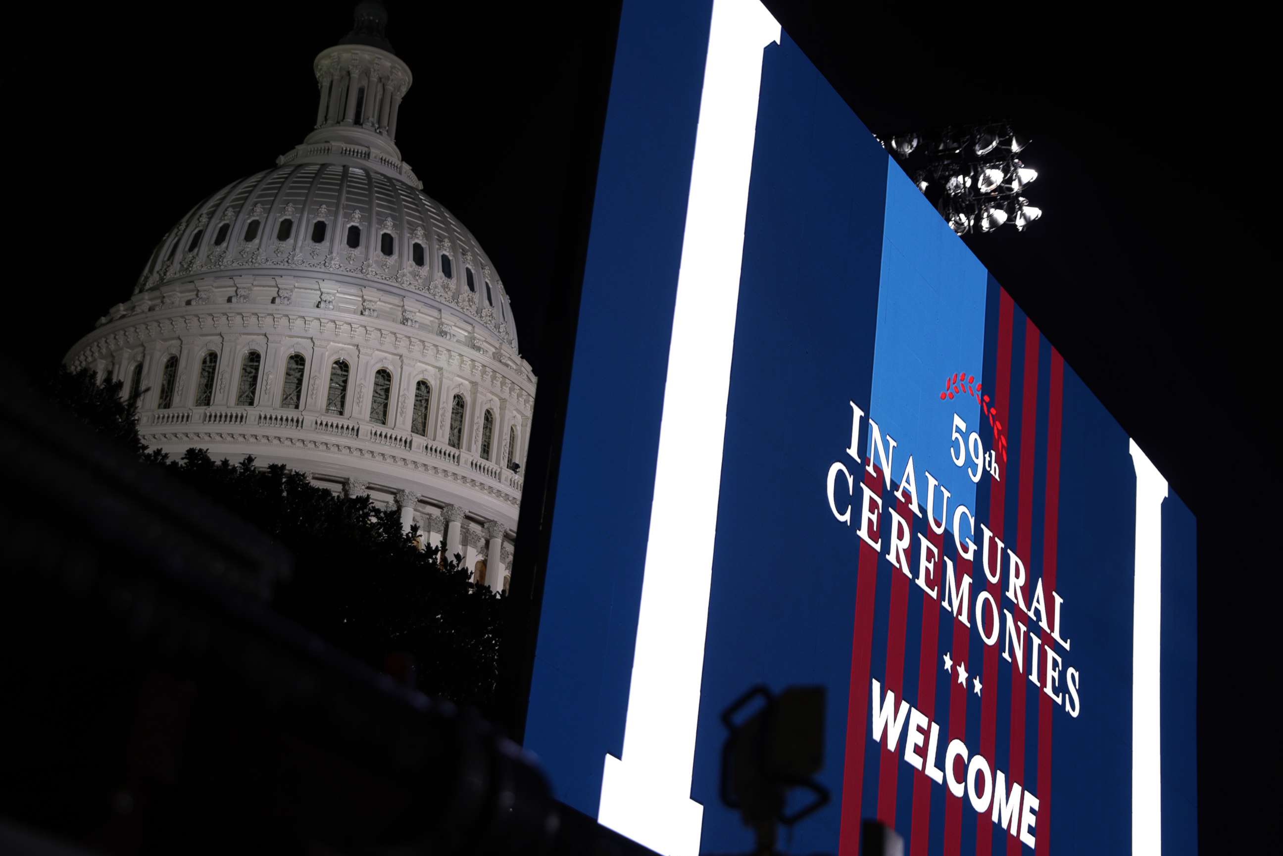 PHOTO: A jumbotron is seen ahead of the inauguration of U.S. President-elect Joe Biden on the West Front of the Capitol on Jan. 20, 2010 in Washington, D.C.