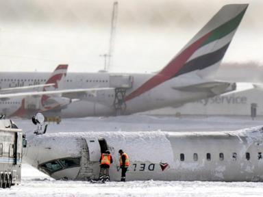 Dramatic video shows moment Delta plane flipped after landing in Toronto