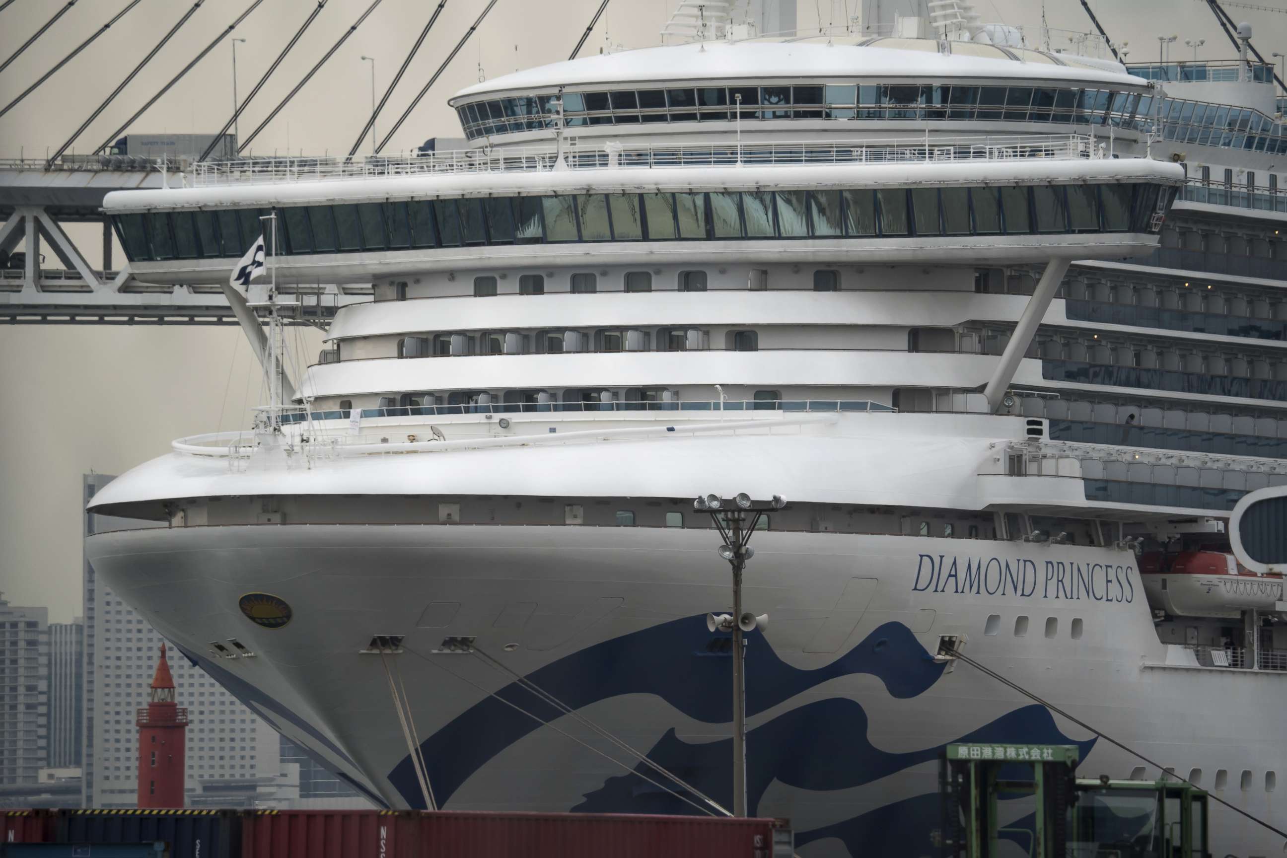 PHOTO: The quarantined Diamond Princess cruise ship sits docked at the Daikoku Pier in Yokohama, Japan, on Feb. 20, 2020.