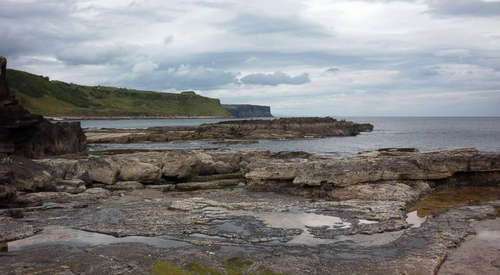 PHOTO: The tracksite looking towards Valtos and Kilt Rock Falls, along the coastline of the Isle of Skye in Scotland where numerous dinosaur footprints have been identified.