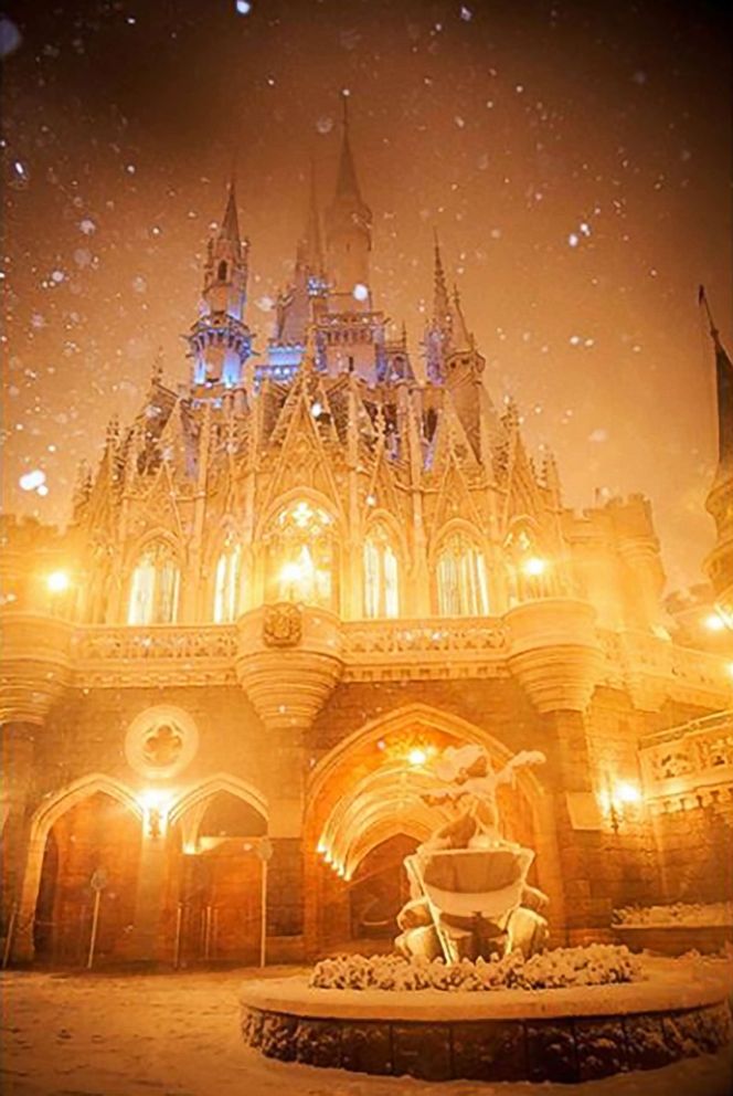 PHOTO: Tokyo is getting its heaviest snow in 4 years, blanketing Tokyo Disneyland with powder.