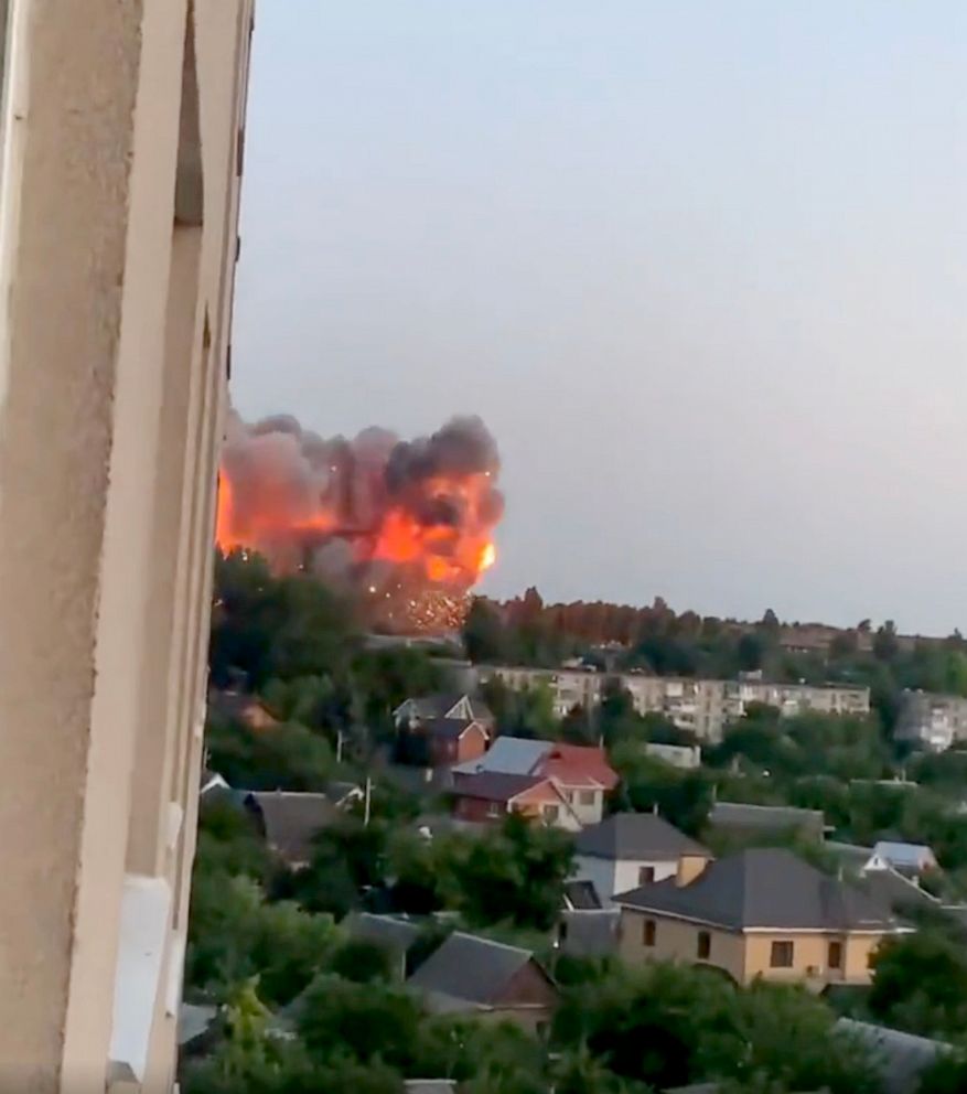 PHOTO: Video circulating online shows multiple strikes in Dnipro, Ukraine, where Ukrainian officials have confirmed strikes on Friday.