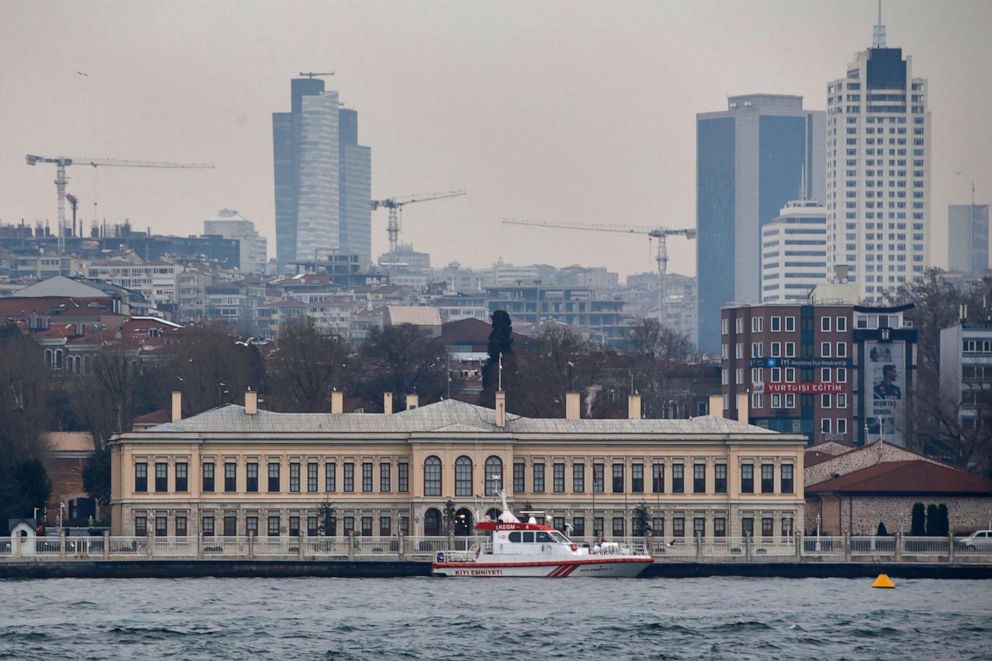 PHOTO: Dolmabahce Presidential Working Office by the Bosphorus is seen during the face-to-face talks between Ukrainian and Russian negotiators in Istanbul, Turkey, March 29, 2022.